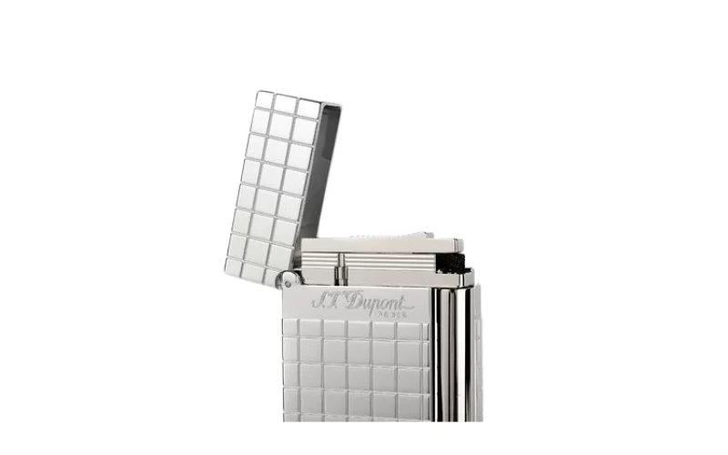 S.T. Dupont Ligne 2 Plaid silver lighter detail 1